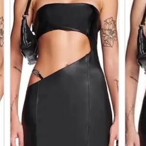I.AM.GIA Black Rubee Leather Cut Out Strapless Dress